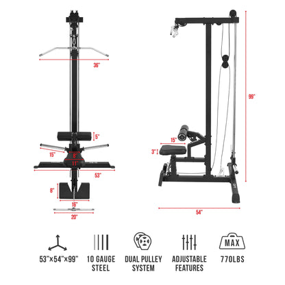 Heavy Duty Commercial Lat Pull Machine w/ Row Feature